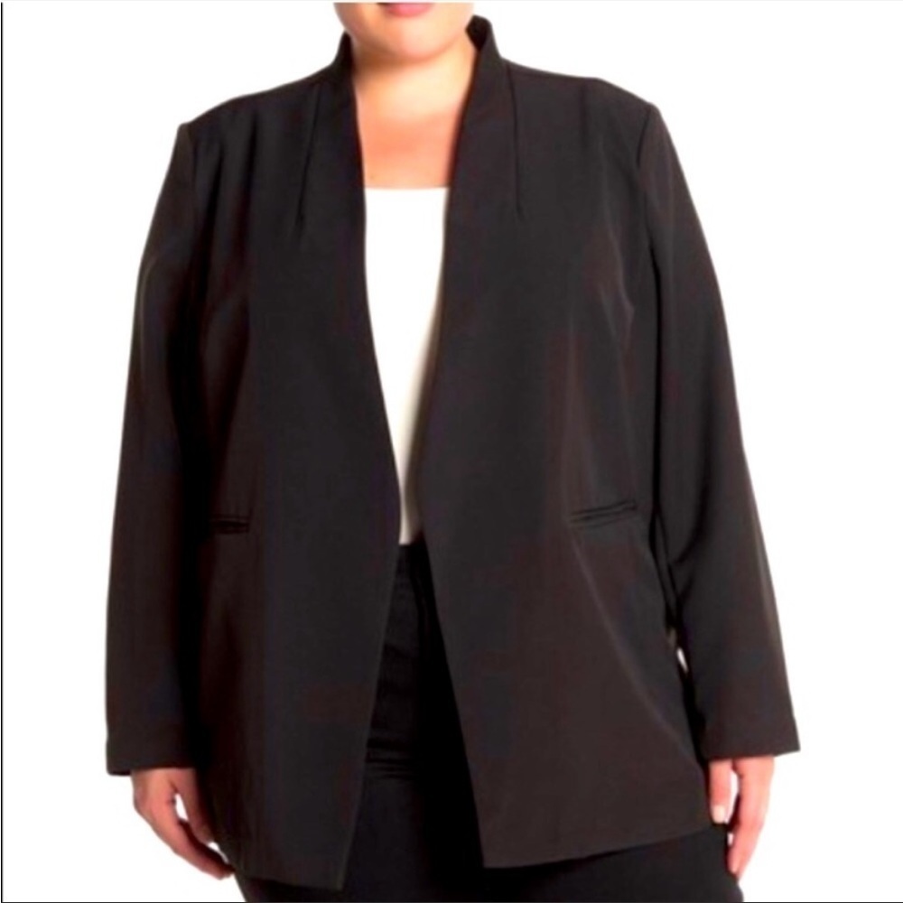 BAGATELLE Open Front Crepe Blazer Black 1X NWT Stretch Work Office Minimalist